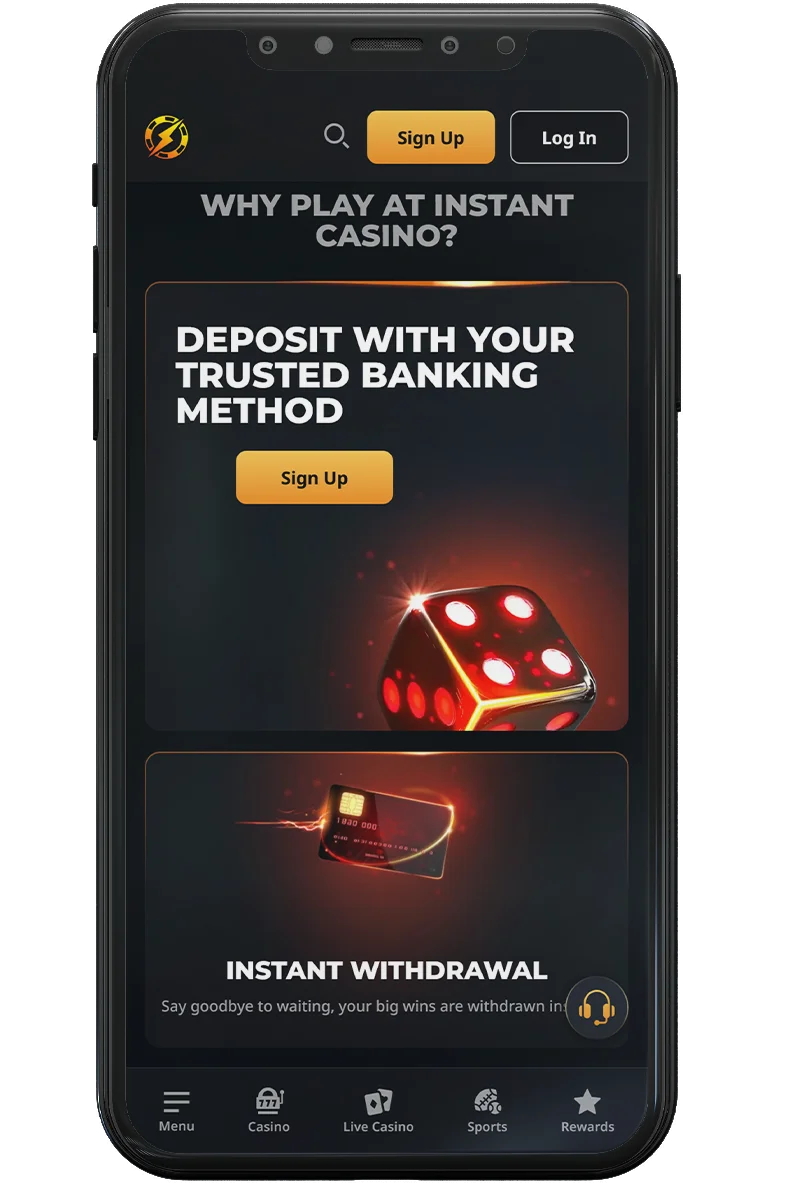 Screenshot van een online casino op een mobiele telefoon