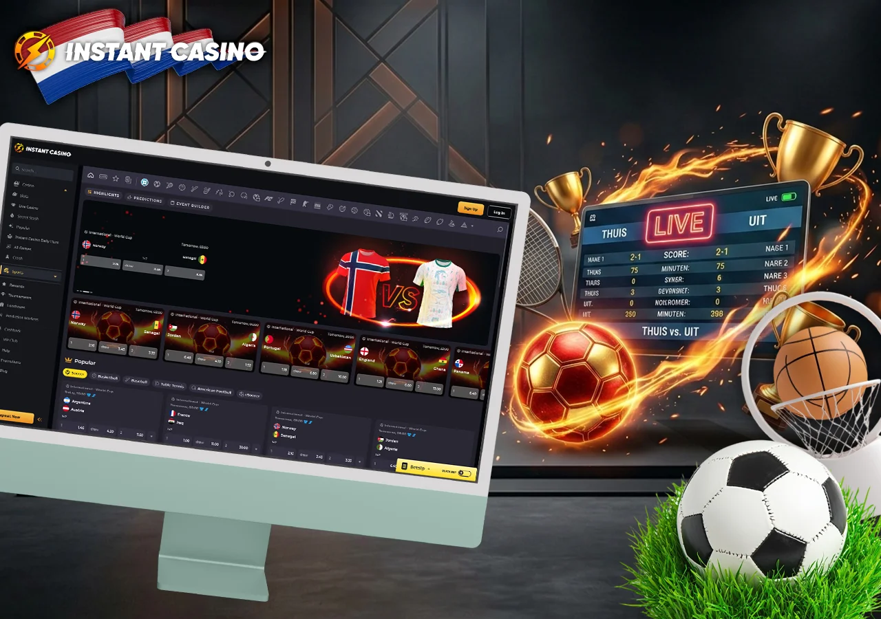 Online sportweddenschappen en live wedden op diverse internationale sportevenementen.